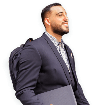 guy whit bag and notebook