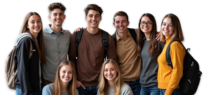 jovenes sonriendo y sosteniendo una tablet