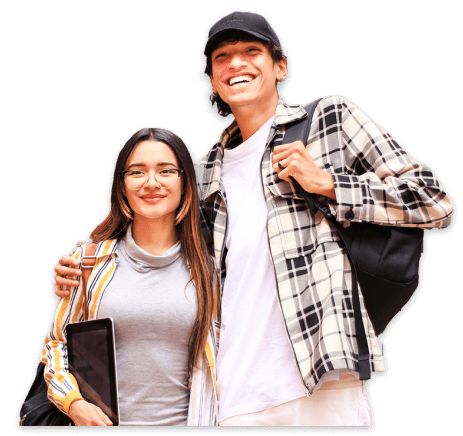 jovenes sonriendo y sosteniendo una tablet